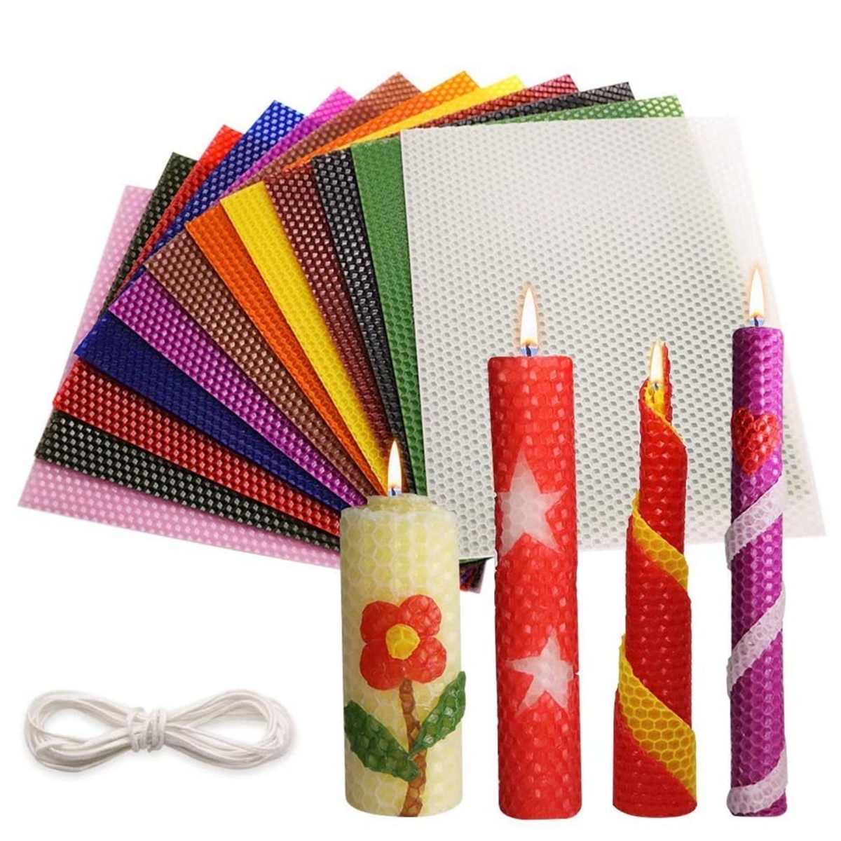 Beeswax Sheet Roll - 13pcs 20*20cm Color Beeswax Sheet Candle