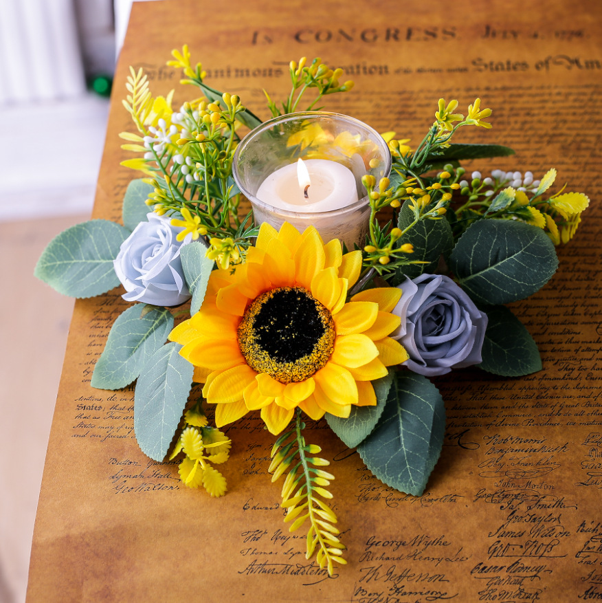 Candle Holder Supplies - Simulation Sunflower Wreath Candle Bottle Candle