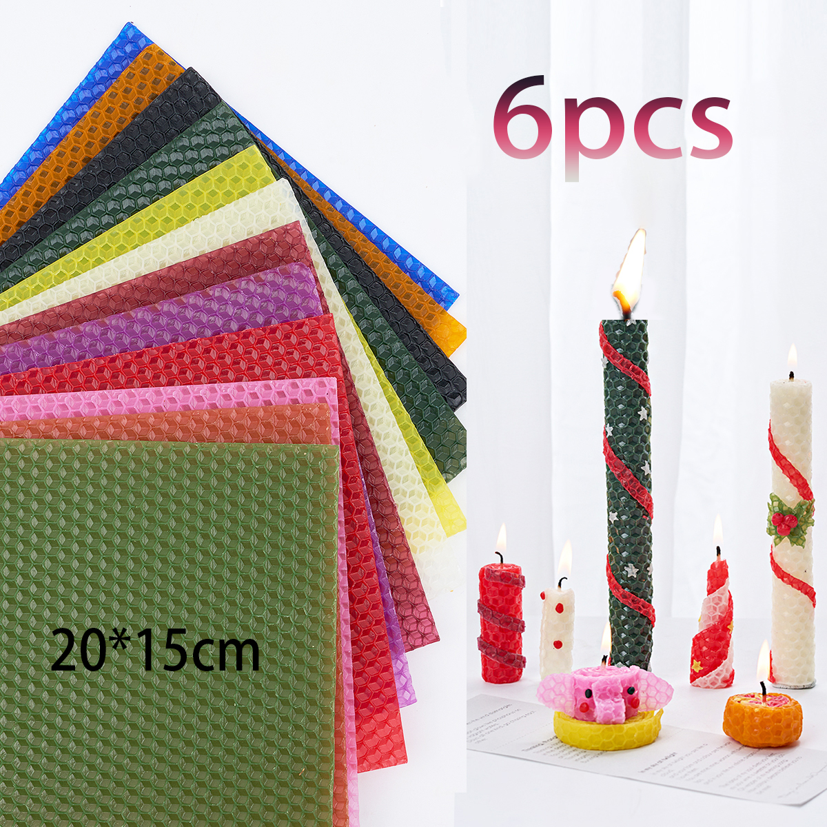 15*20Cm 6Pcs 12Colors Colored  - Beeswax Sheet Roll recensione e prezzo