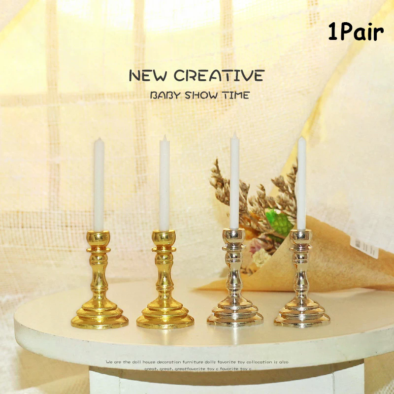 New 1Pair 1:12 Dollhouse Minia - Candle Holder Supplies recensione e prezzo