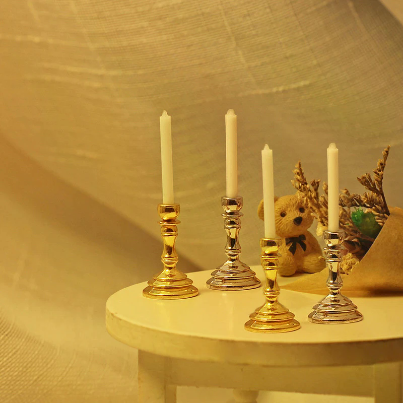 New 1Pair 1:12 Dollhouse Minia - Candle Holder Supplies recensione e prezzo
